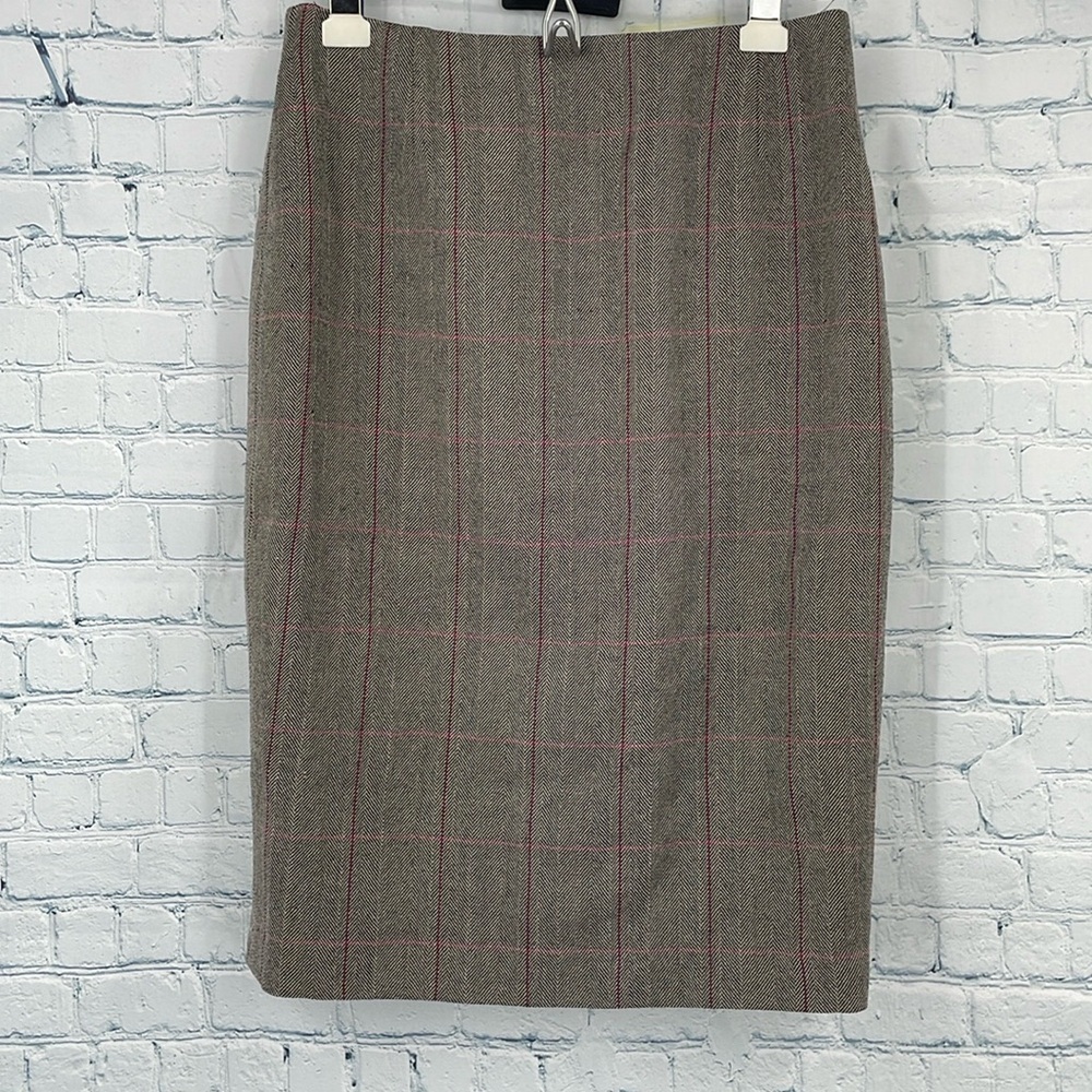 Escada Academia Patterned Pencil Skirt Size 40 Lining Slit Business